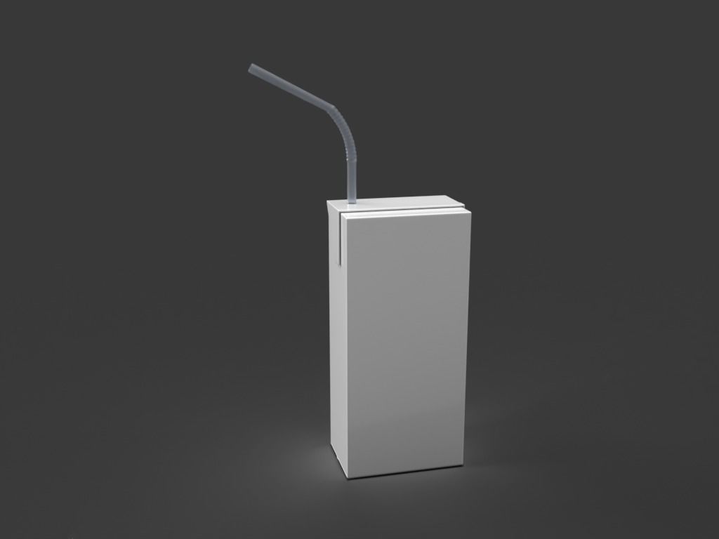Juice Box with Straw 3D model_1