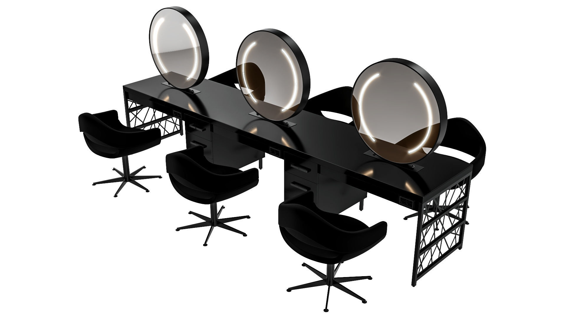 hair table black 3D model_2