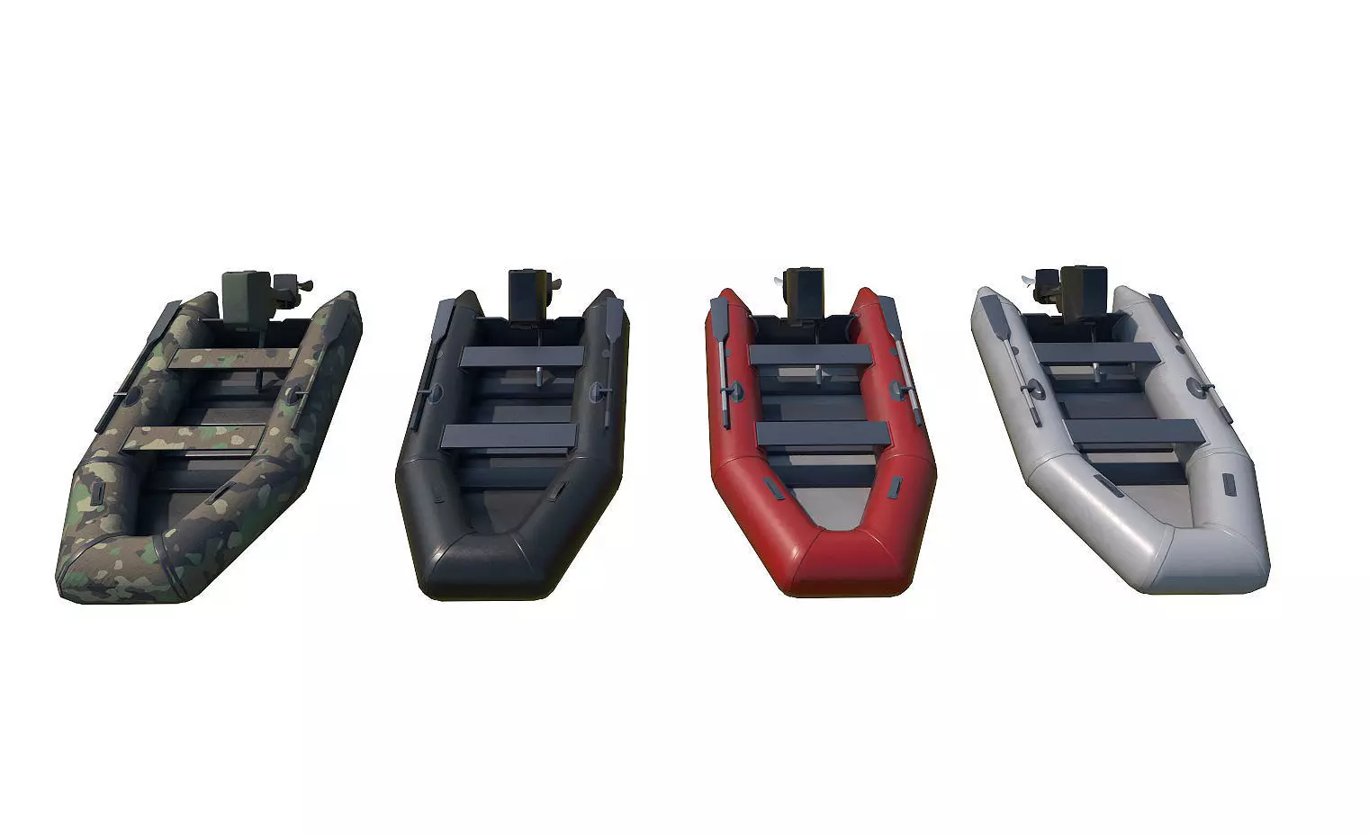 collection boats inflatable boat Low-poly 3D model_0