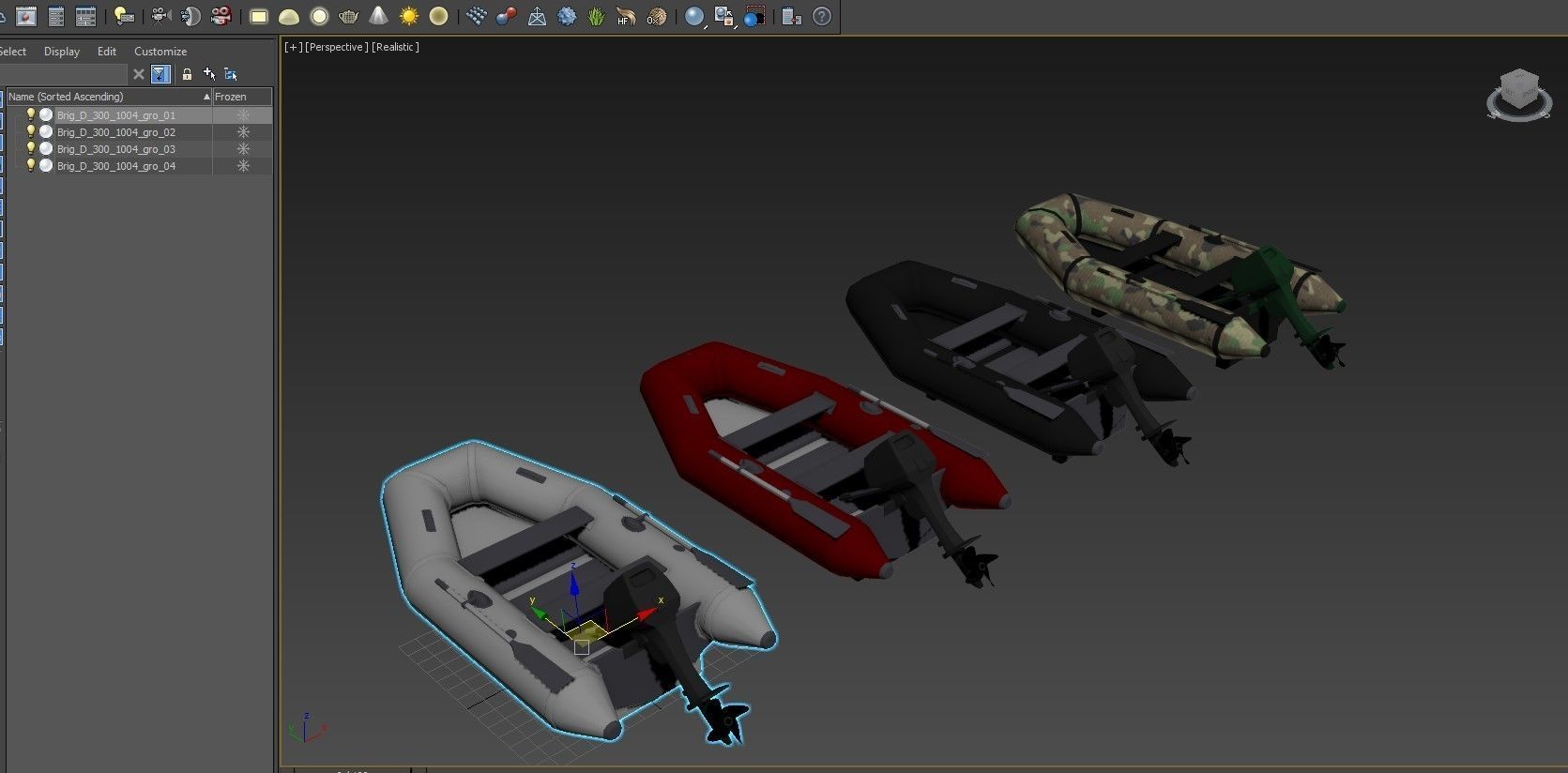 collection boats inflatable boat Low-poly 3D model_8