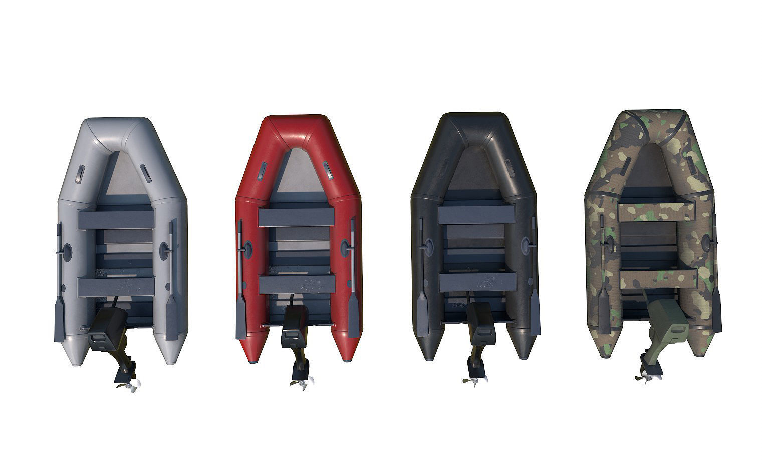 collection boats inflatable boat Low-poly 3D model_1