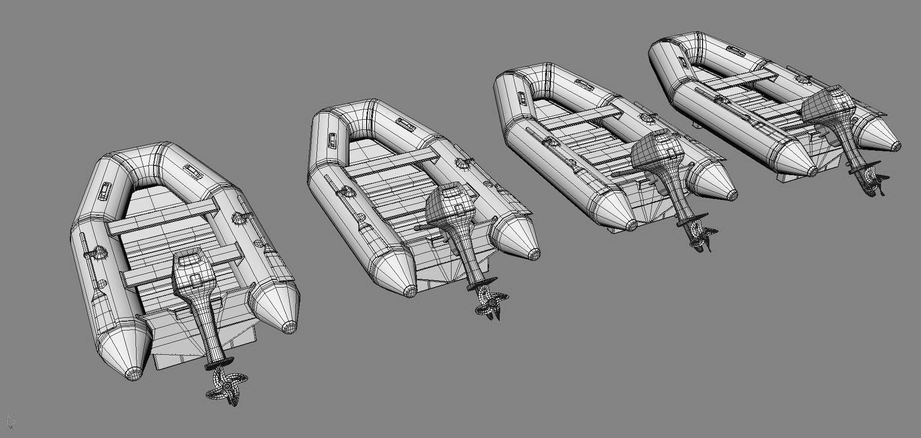 collection boats inflatable boat Low-poly 3D model_4