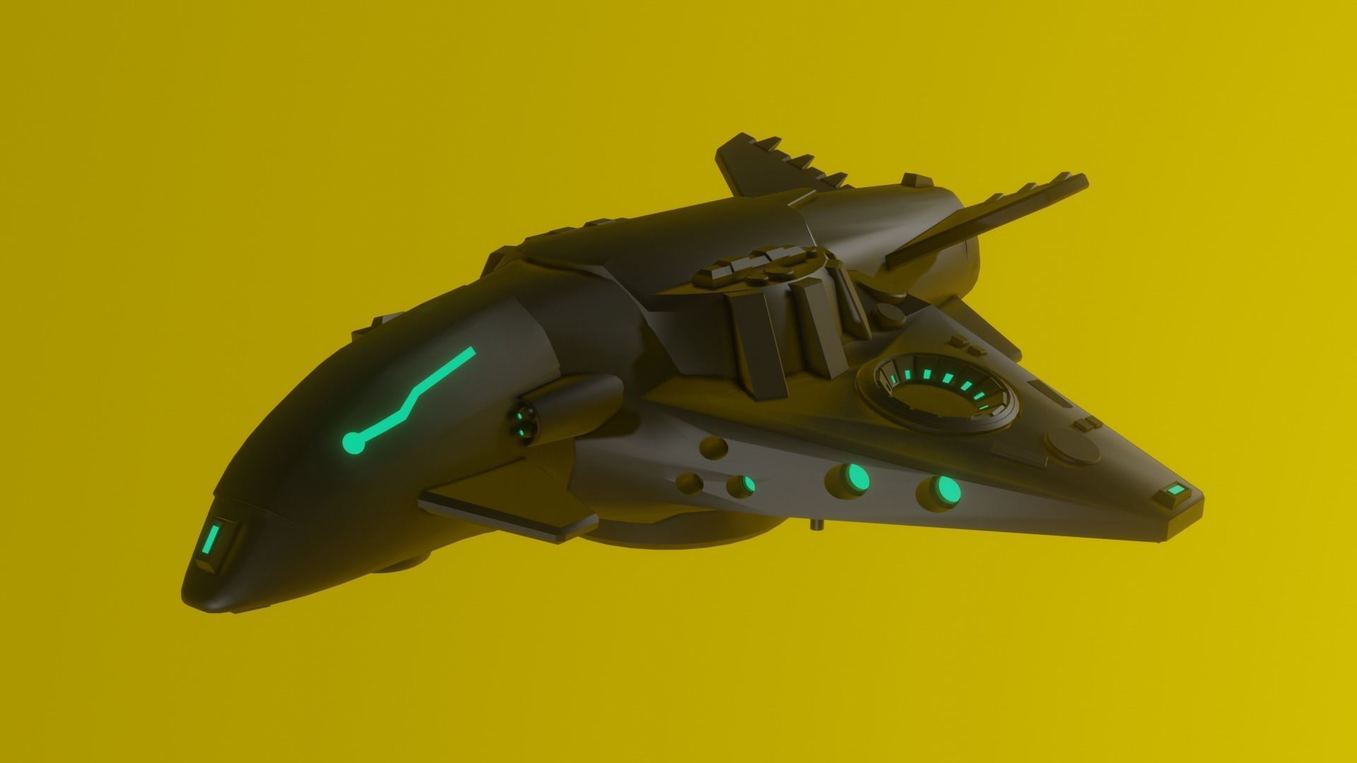 Alien Spaceship Low-poly 3D model_2