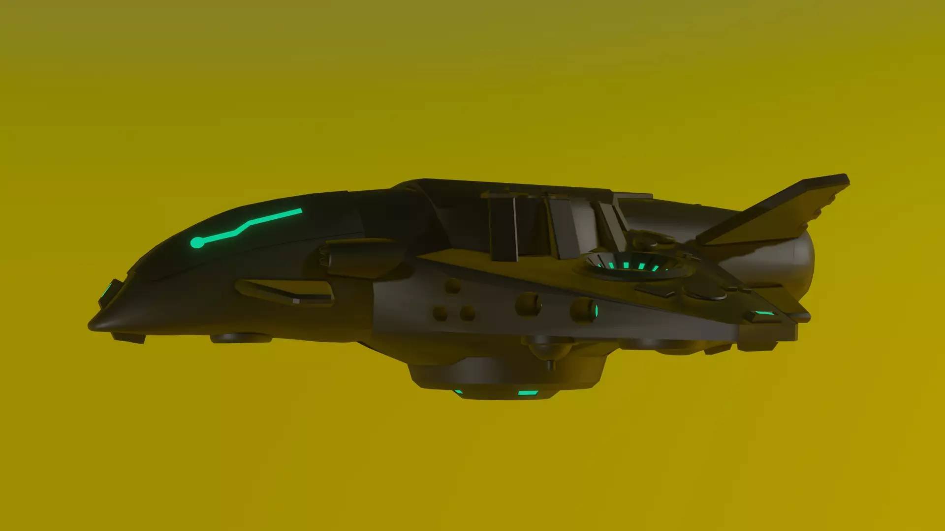 Alien Spaceship Low-poly 3D model_0