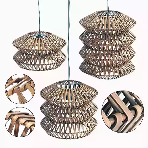 Lamp wood rattan wicker ZigZag