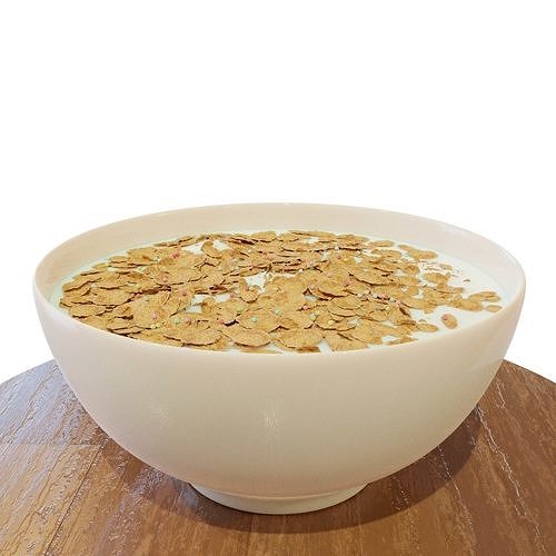 Bowl with Milk and Cereals - Corn Flakes - Food - High Quality 3D model 5