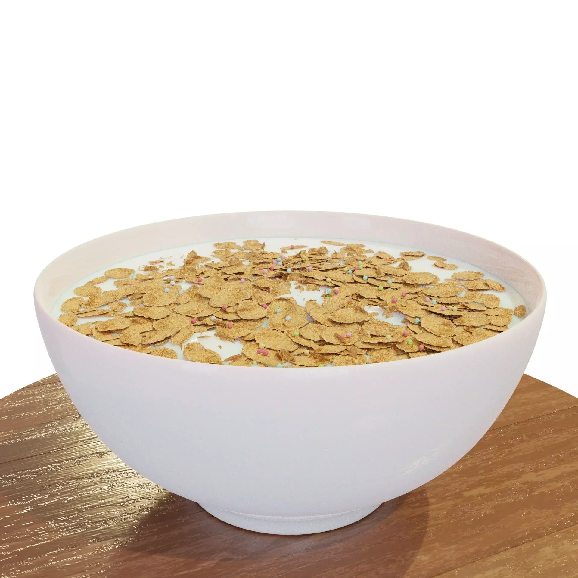 Bowl with Milk and Cereals - Corn Flakes - Food - High Quality 3D model_0