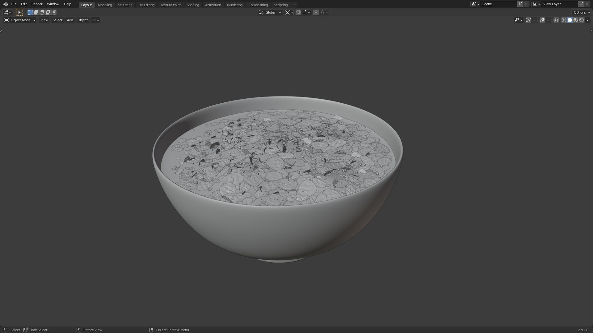 Bowl with Milk and Cereals - Corn Flakes - Food - High Quality 3D model_15