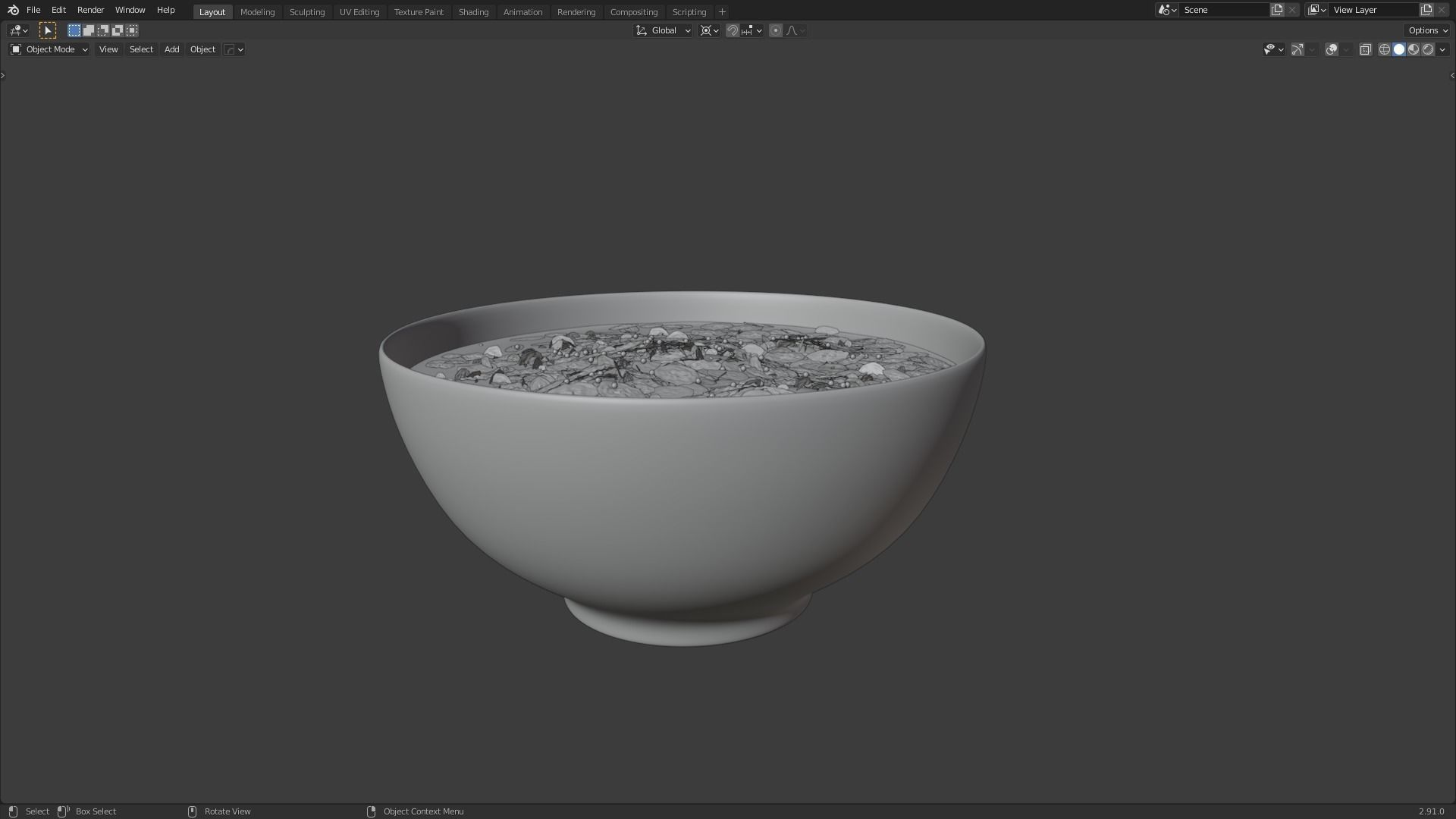 Bowl with Milk and Cereals - Corn Flakes - Food - High Quality 3D model_14