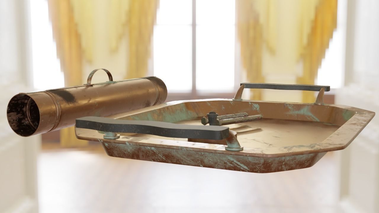 Samovar Set old copper coffee pot hanging on wall 3D model_13