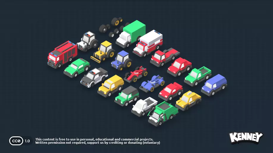 Lopoly cars set Low-poly 3D model