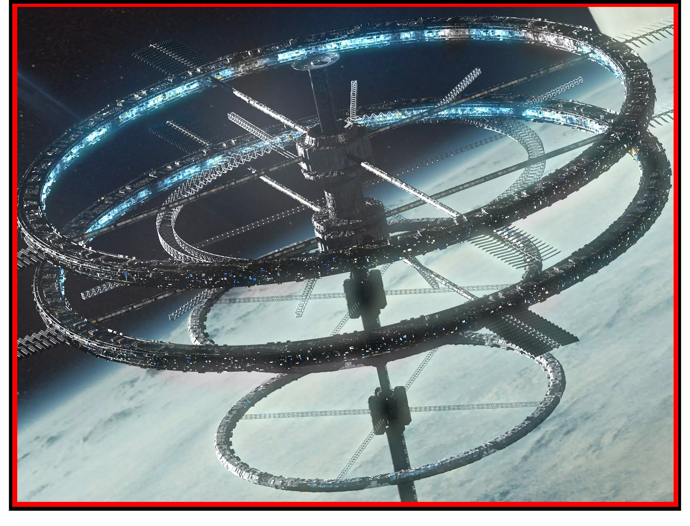 Sci Fi Space Station PBR Futuristic Ship City 3D model_0