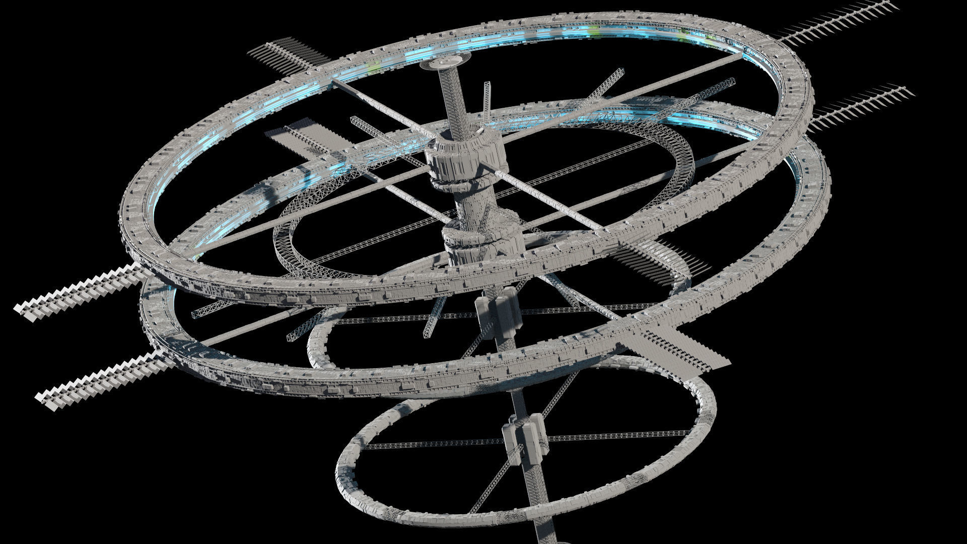 Sci Fi Space Station PBR Futuristic Ship City 3D model_3