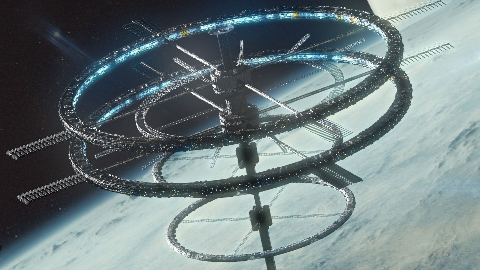 Sci Fi Space Station PBR Futuristic Ship City 3D model_1