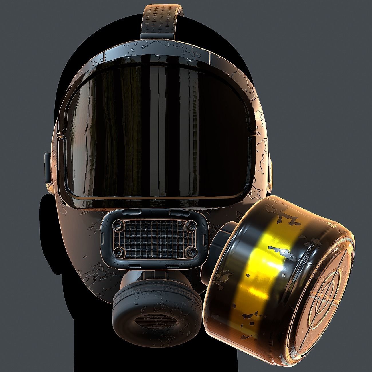 Gas mask helmet 3d model scifi Low-poly Low-poly 3D model_2