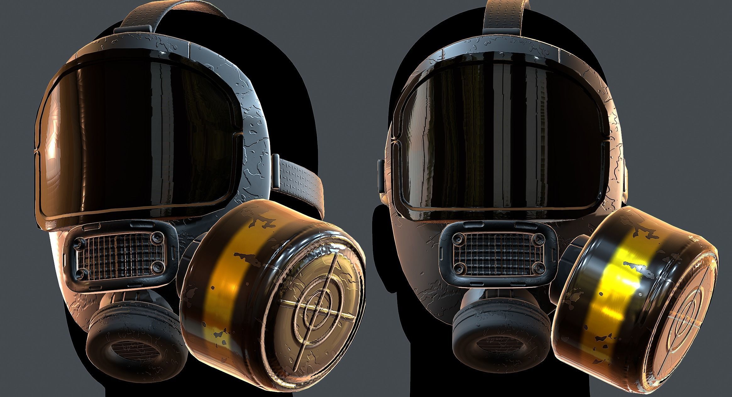 Gas mask helmet 3d model scifi Low-poly Low-poly 3D model_1