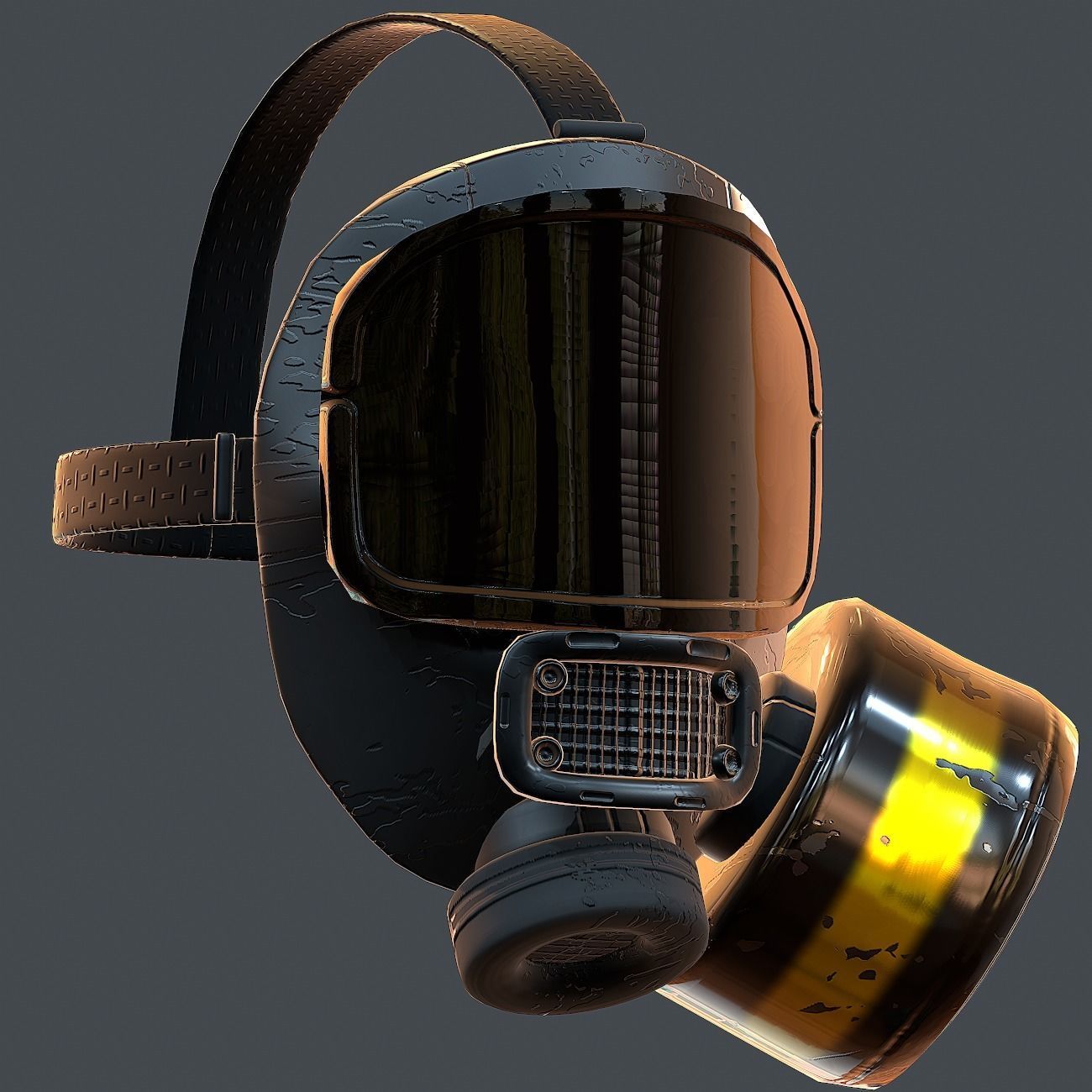 Gas mask helmet 3d model scifi Low-poly Low-poly 3D model_3