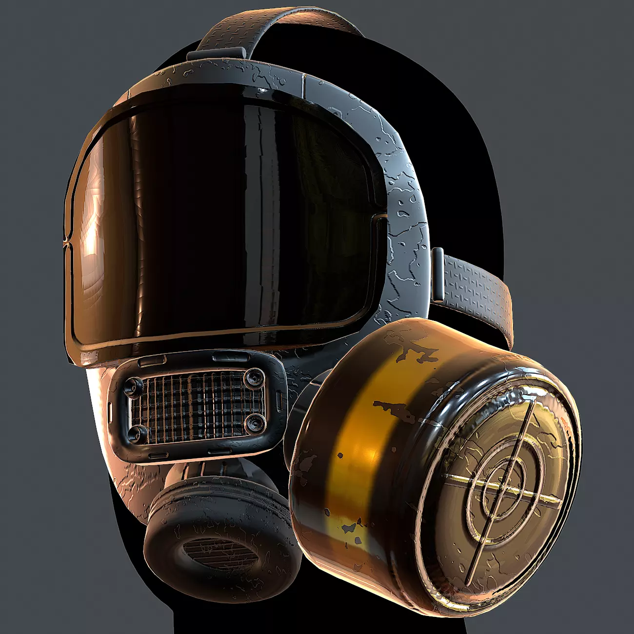 Gas mask helmet 3d model scifi Low-poly Low-poly 3D model_0
