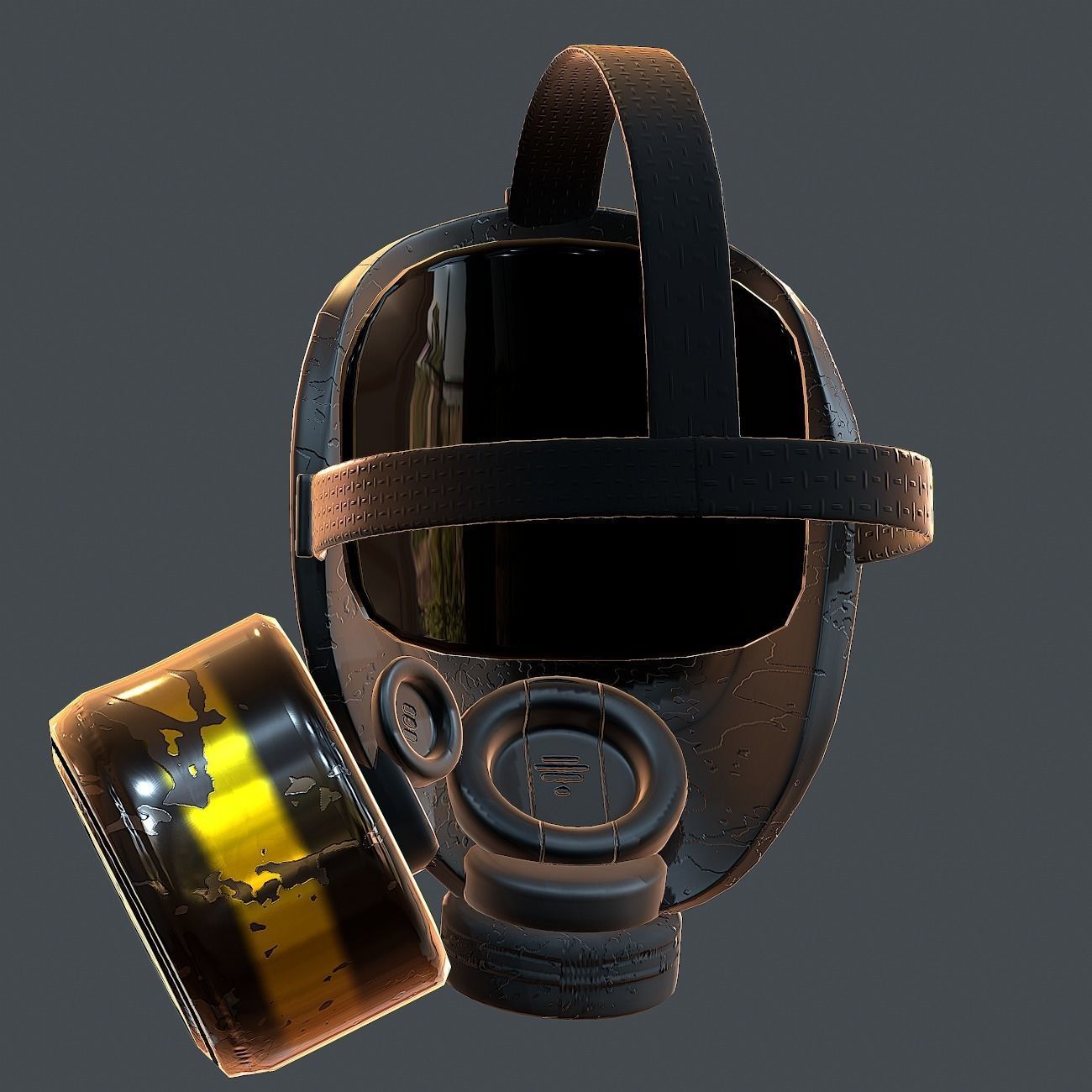 Gas mask helmet 3d model scifi Low-poly Low-poly 3D model_6
