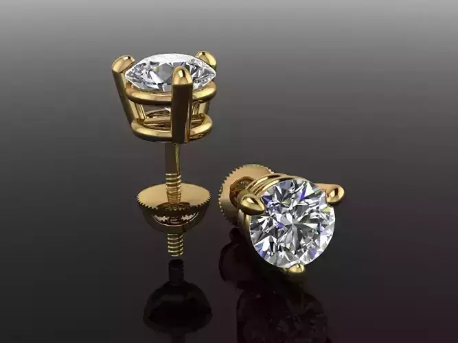 3 Prong Solitaire Earring Stud Basket 5mm