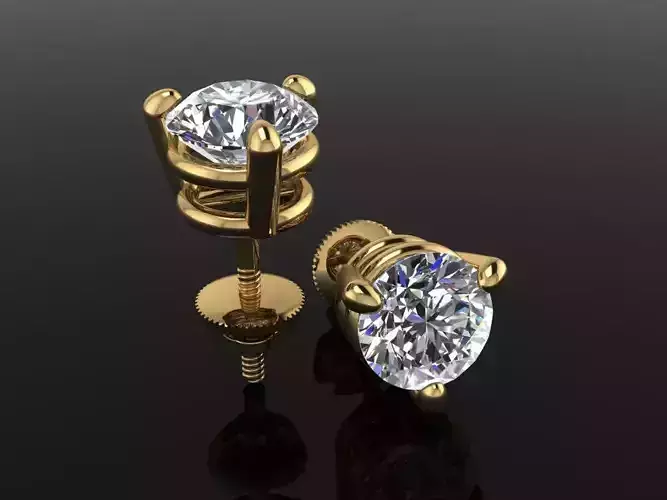 3 Prong Solitaire Earring Stud Basket 5mm50
