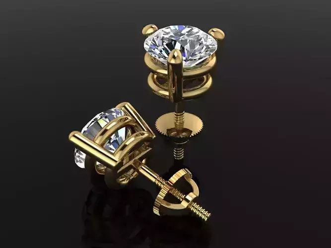 3 Prong Solitaire Earring Stud Basket 6mm