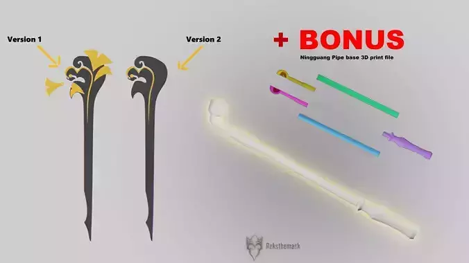 Ningguang hairpin genshin impact 3D print bonus ningguang pipe