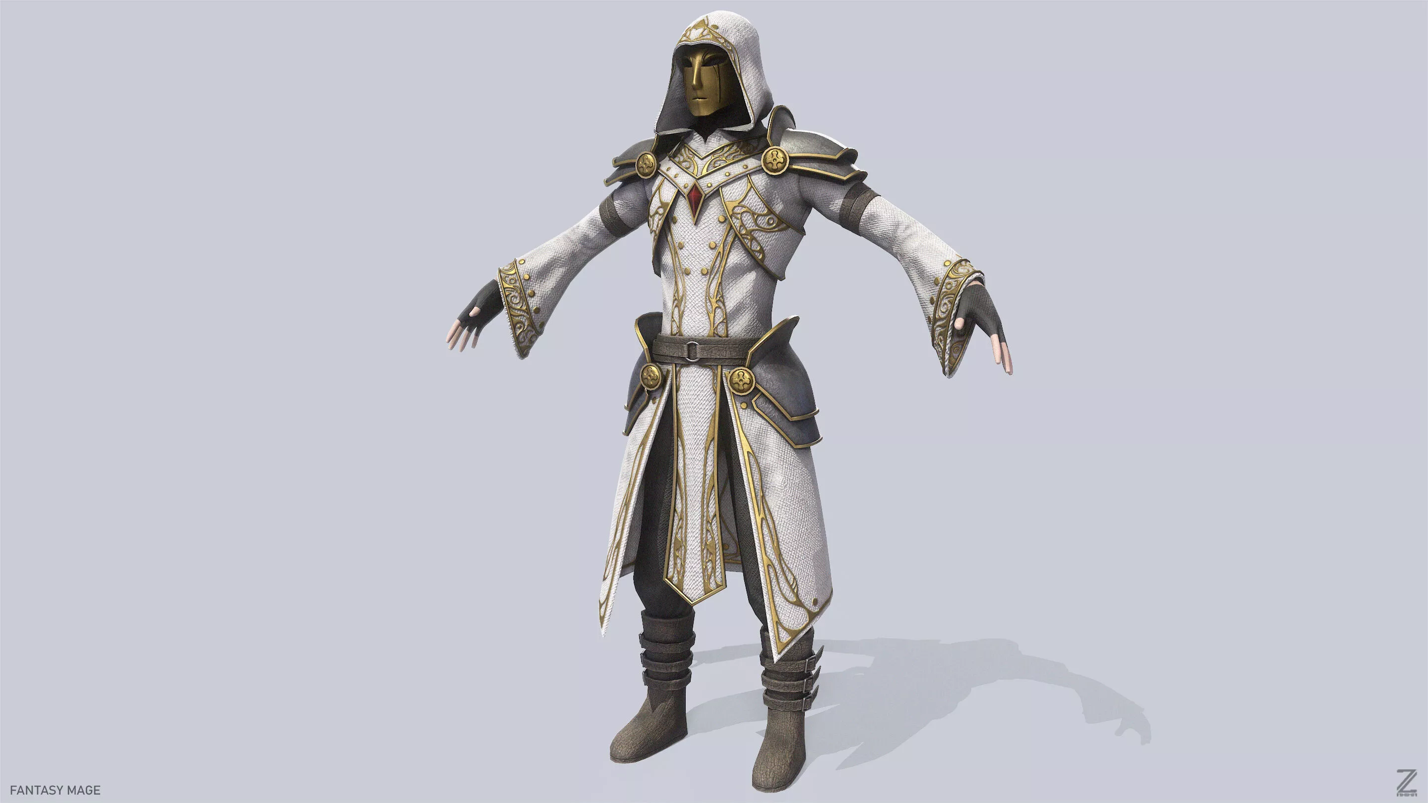 Fantasy mage Low-poly 3D model