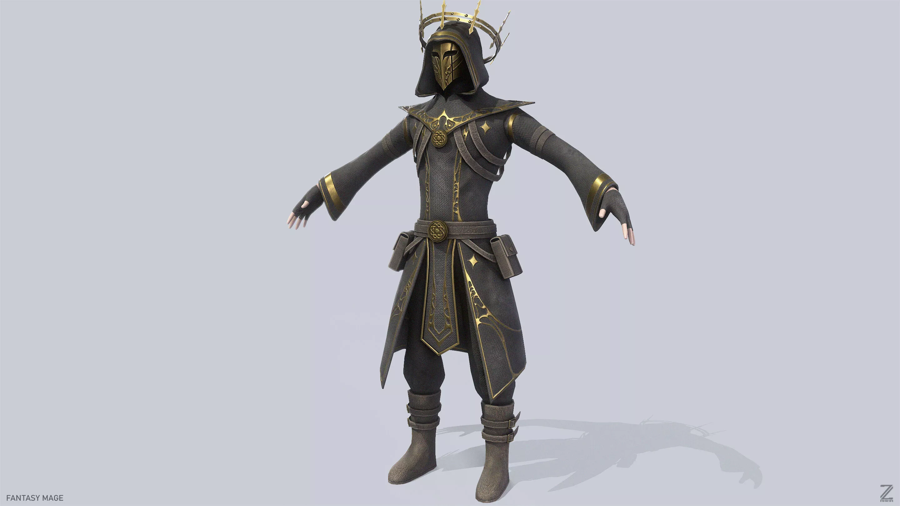 Fantasy mage Low-poly 3D model