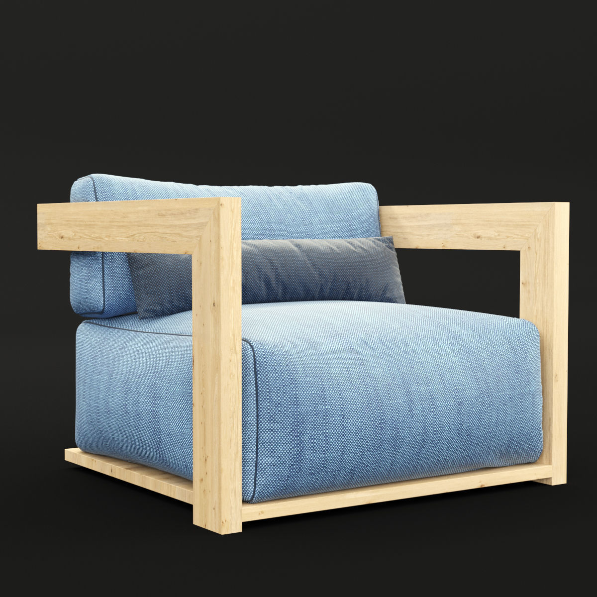 Reclaimed wood chair 1 3D model_2