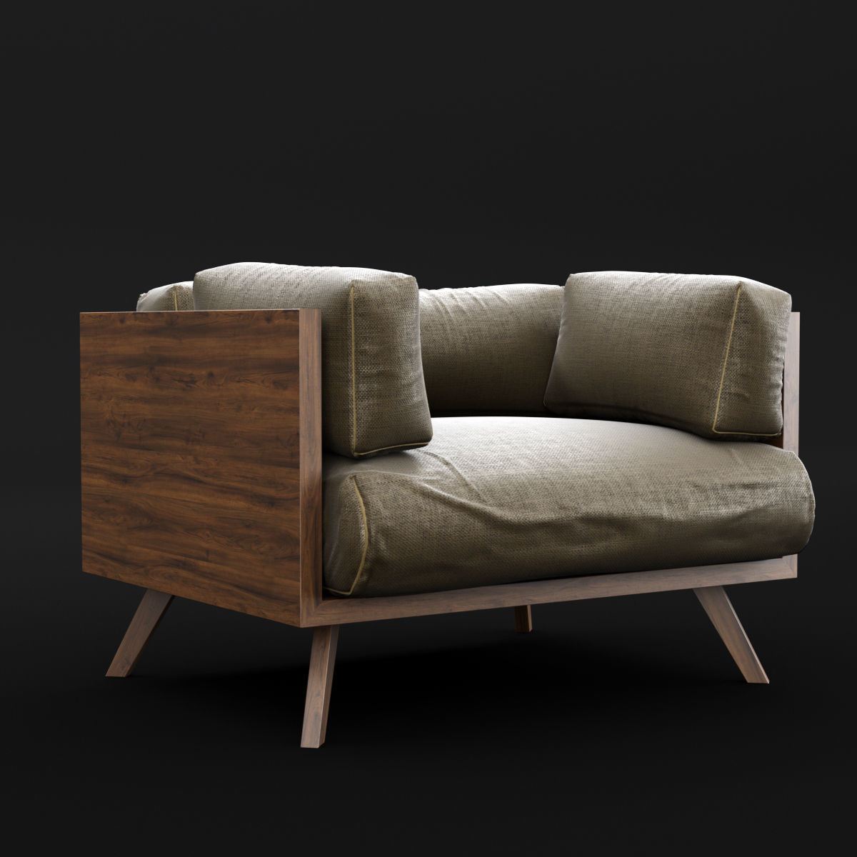 Reclaimed wood chair 2 3D model_6