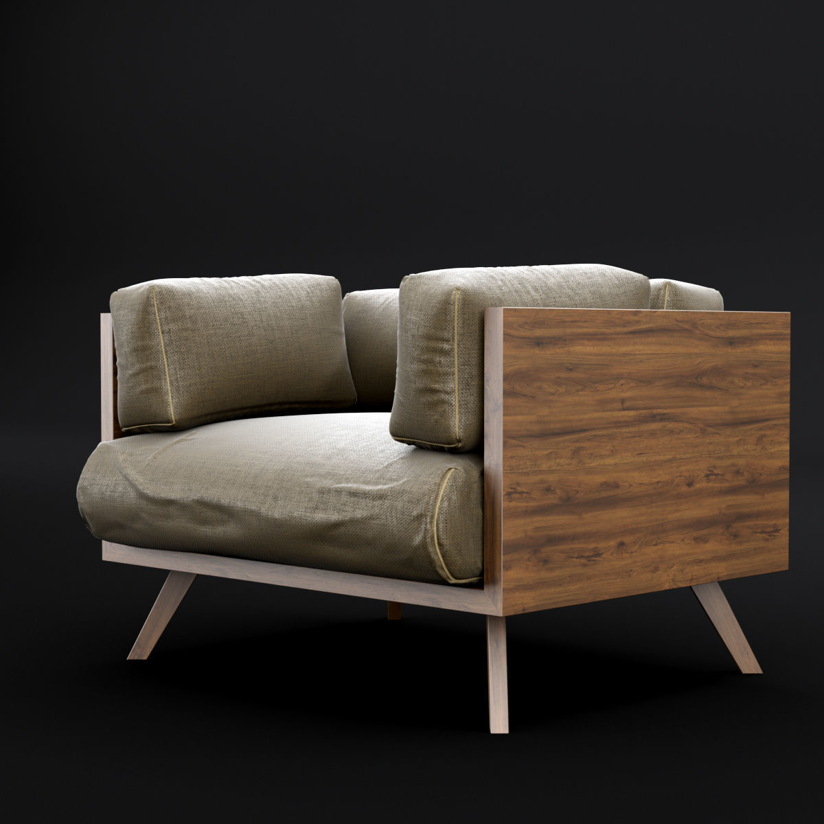 Reclaimed wood chair 2 3D model_8