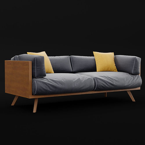 Reclaimed wood sofa 2 3D model 7