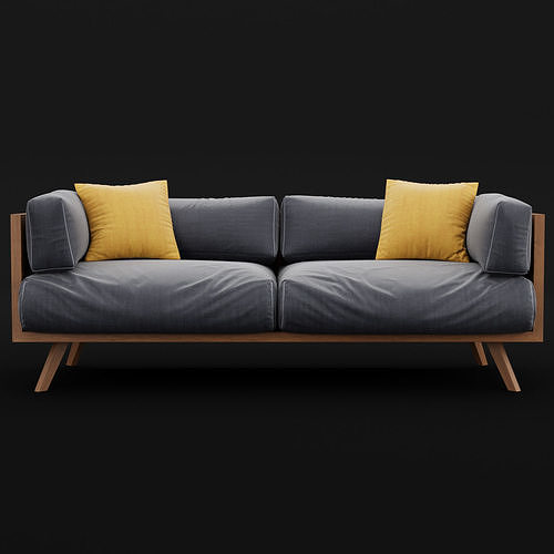 Reclaimed wood sofa 2 3D model 5