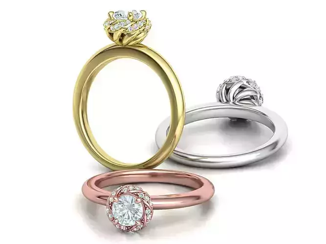 Paradise Engagement ring Halo Ring Half Carat Stone 3dmodel 3D print model