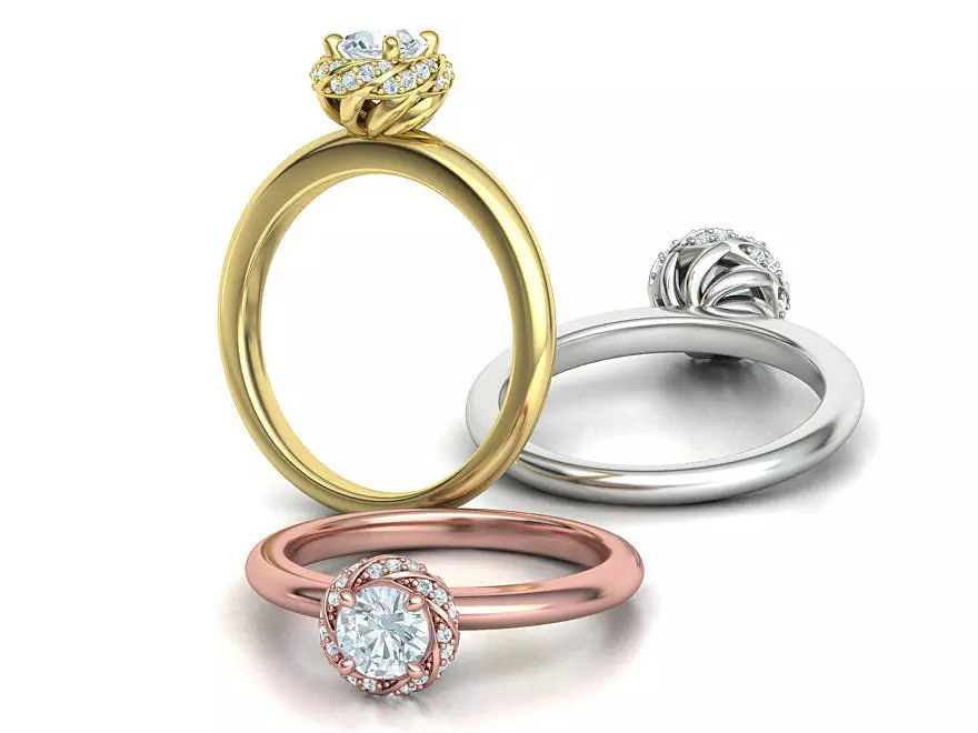 Paradise Engagement ring Halo Ring Half Carat Stone 3dmodel 3D print model_0