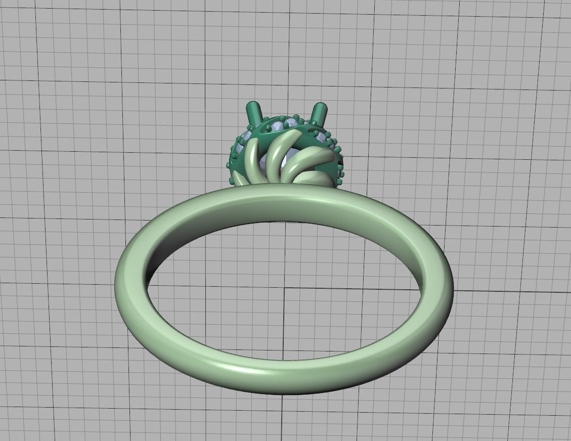 Paradise Engagement ring Halo Ring Half Carat Stone 3dmodel 3D print model_16