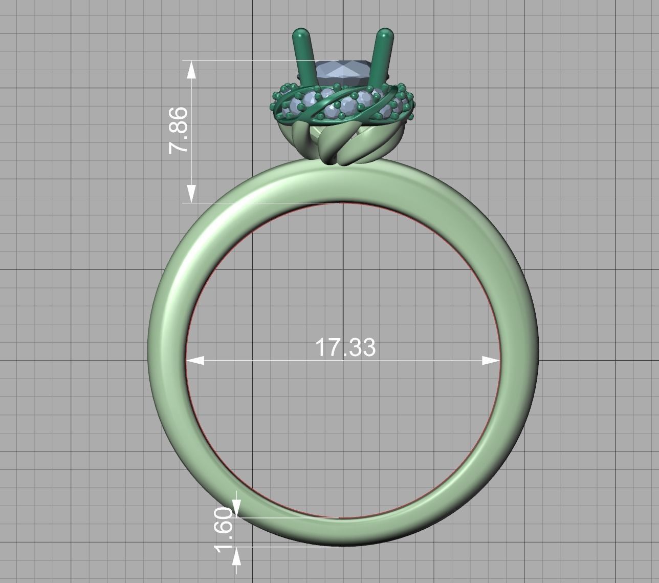 Paradise Engagement ring Halo Ring Half Carat Stone 3dmodel 3D print model_13