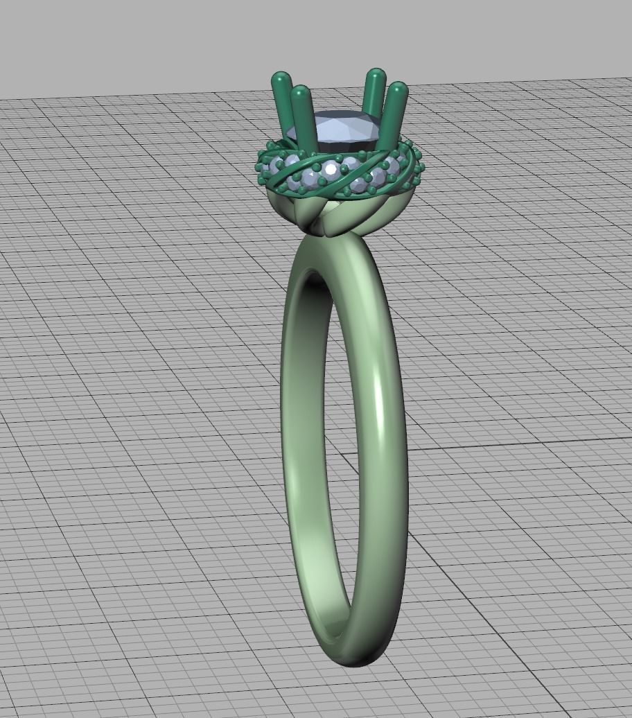 Paradise Engagement ring Halo Ring Half Carat Stone 3dmodel 3D print model_15