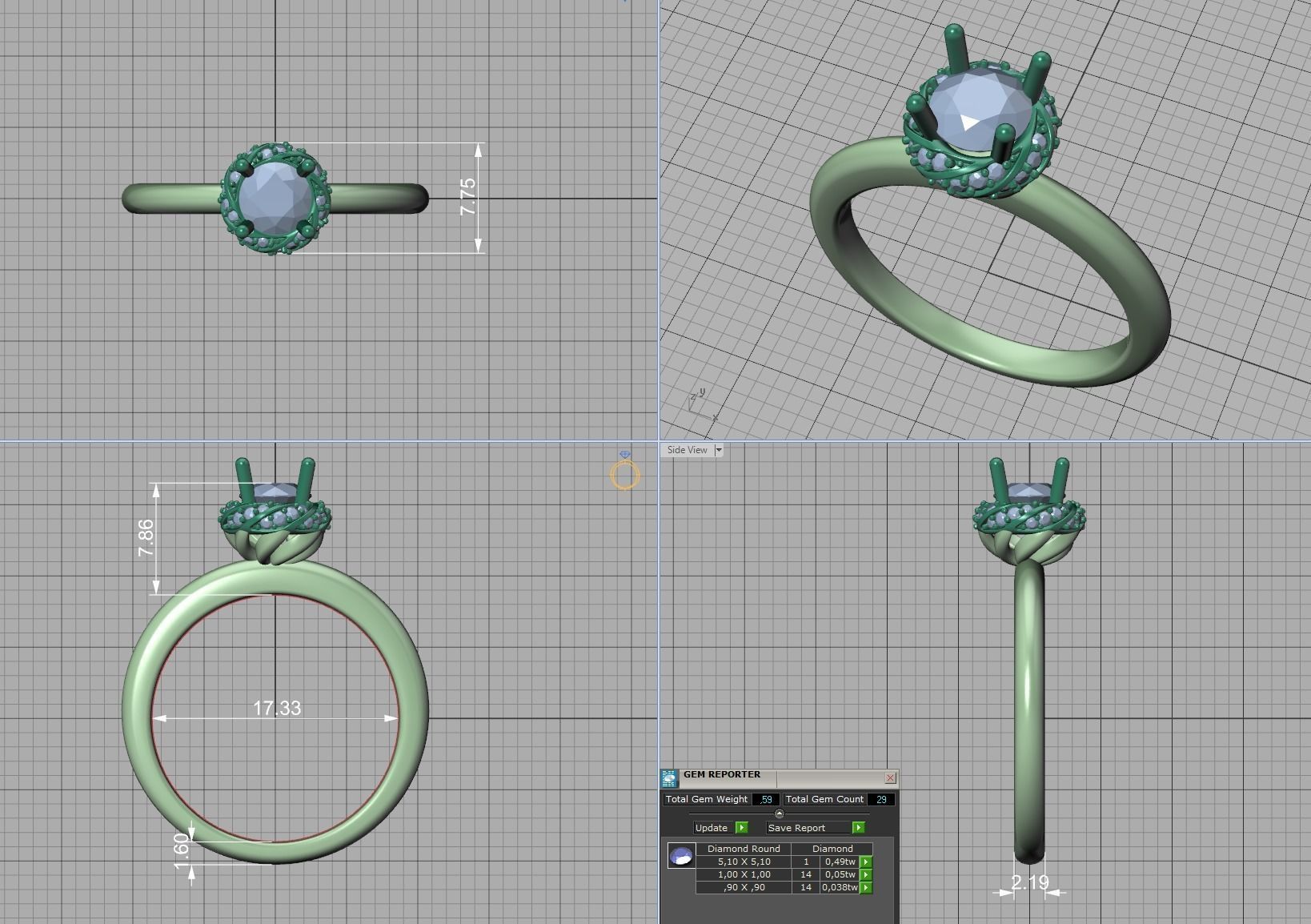 Paradise Engagement ring Halo Ring Half Carat Stone 3dmodel 3D print model_10