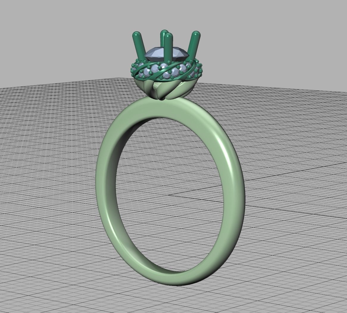 Paradise Engagement ring Halo Ring Half Carat Stone 3dmodel 3D print model_14
