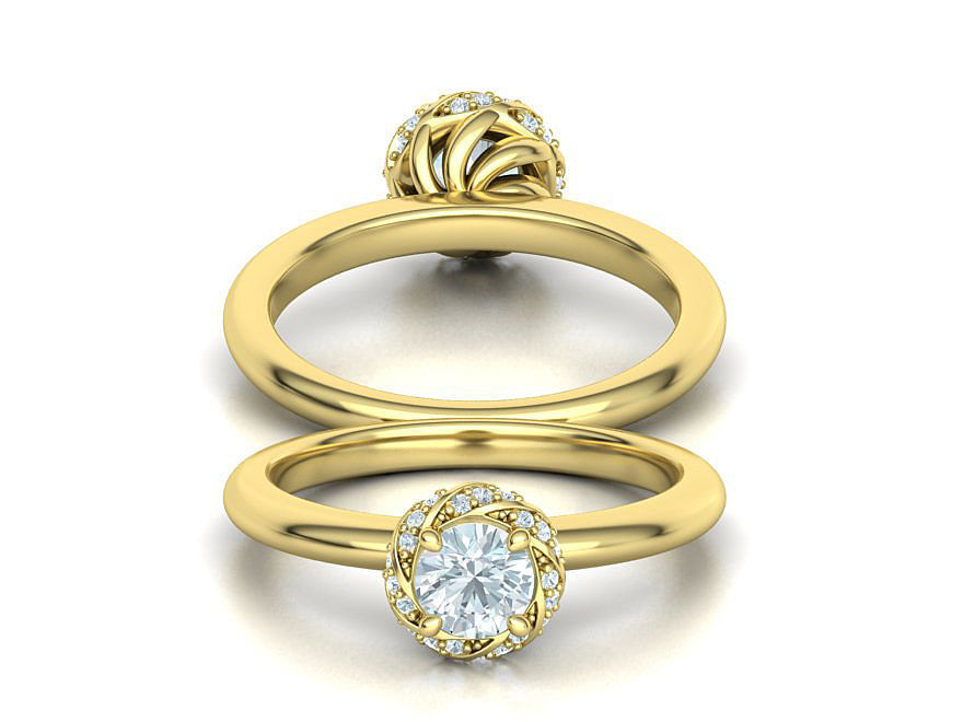 Paradise Engagement ring Halo Ring Half Carat Stone 3dmodel 3D print model_3