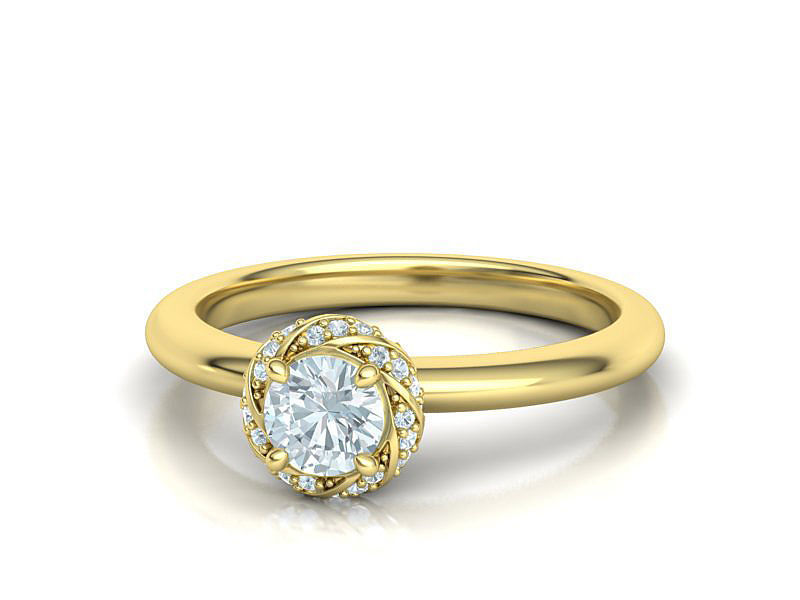 Paradise Engagement ring Halo Ring Half Carat Stone 3dmodel 3D print model_6