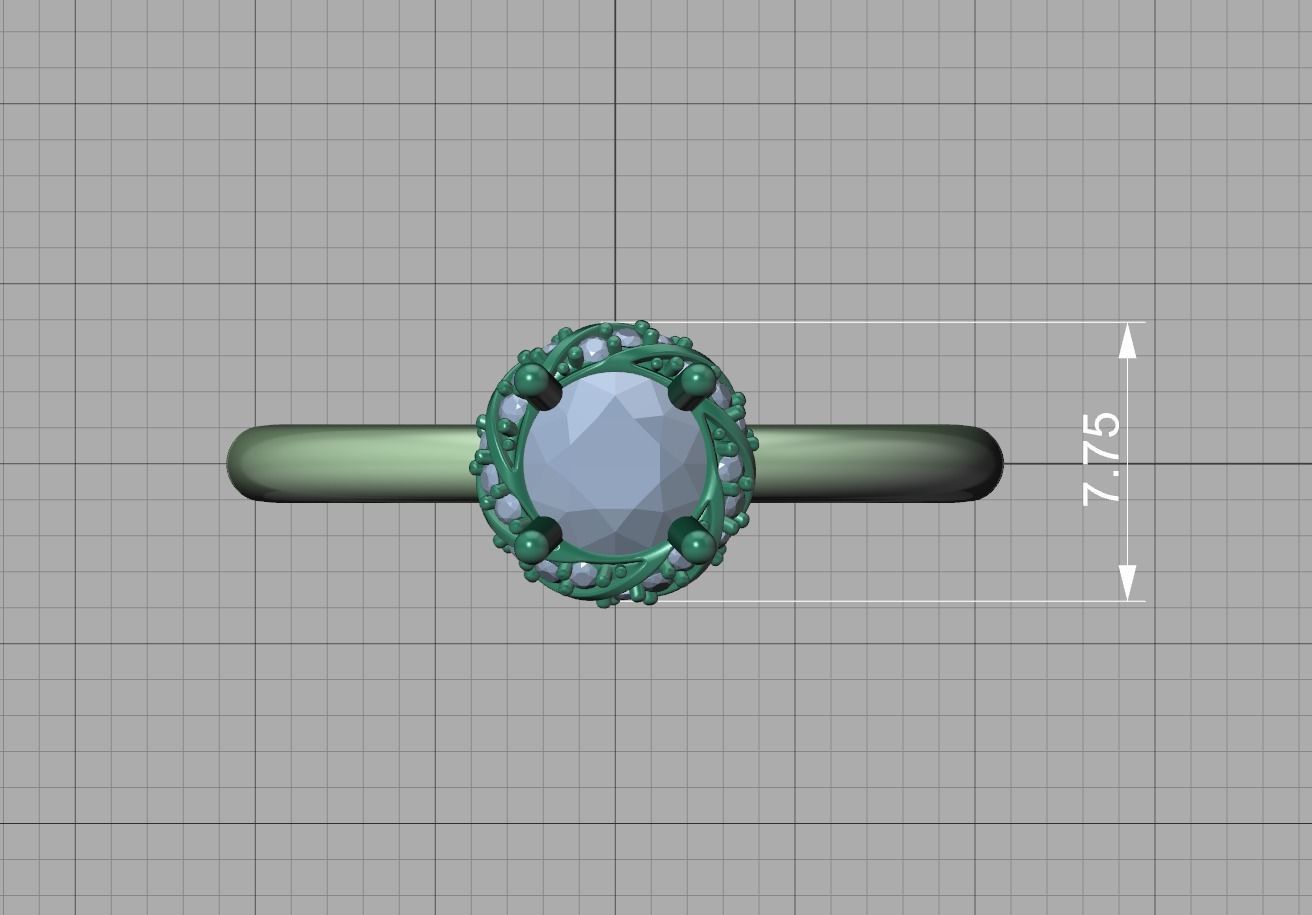 Paradise Engagement ring Halo Ring Half Carat Stone 3dmodel 3D print model_12