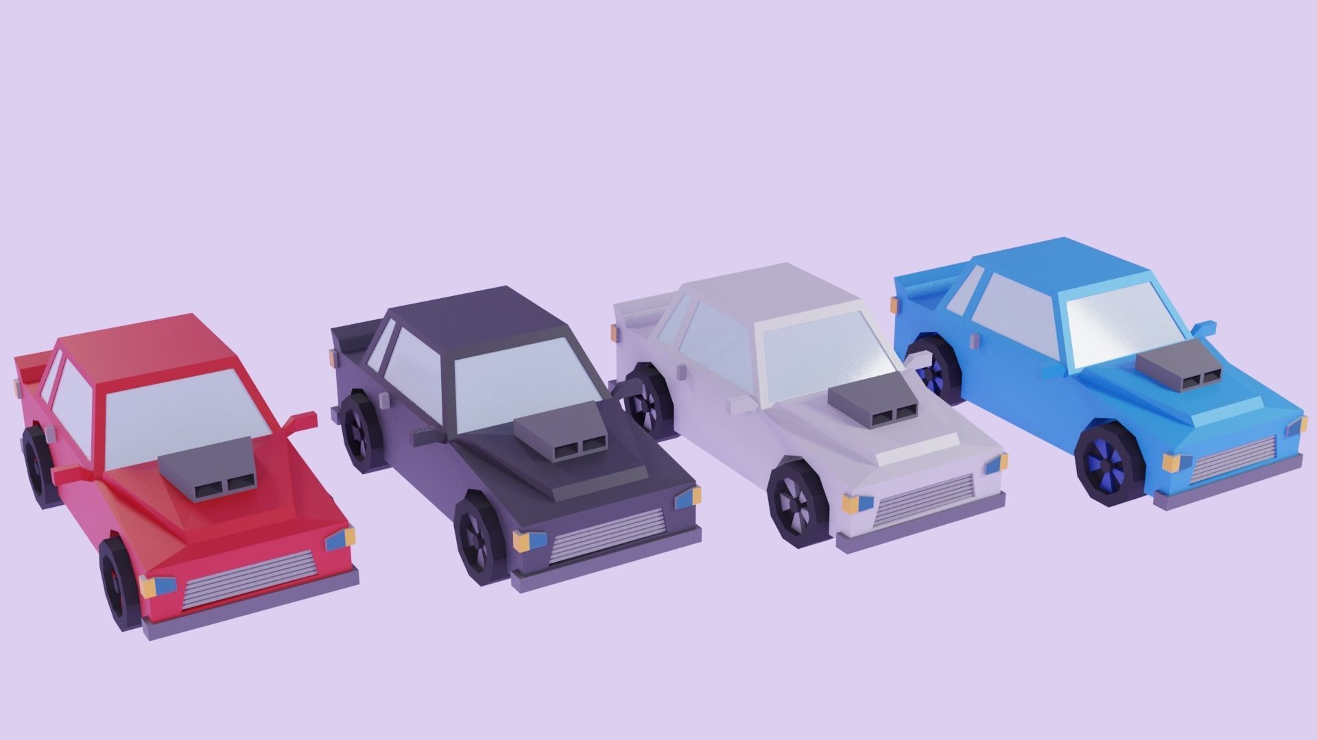 Game Asset cars train environment Low-poly 3D model_2