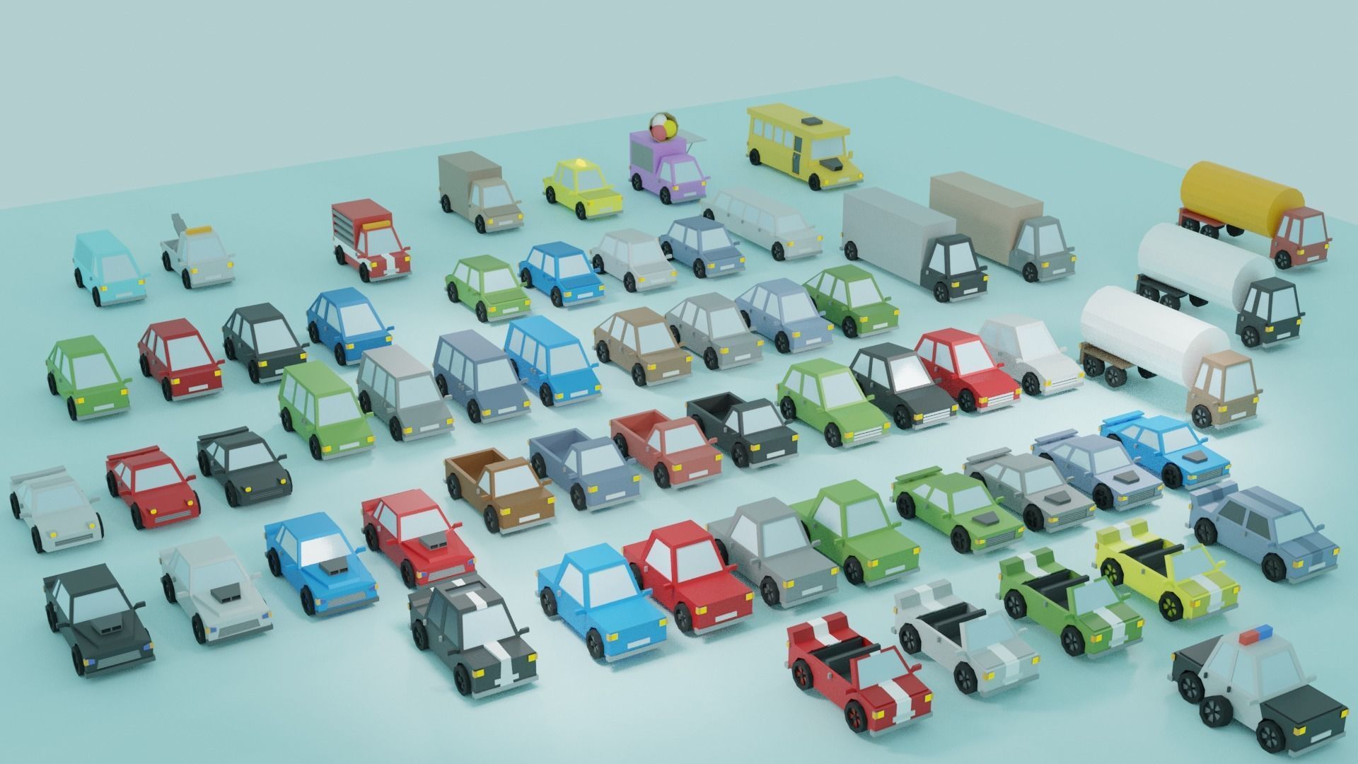 Game Asset cars train environment Low-poly 3D model_1