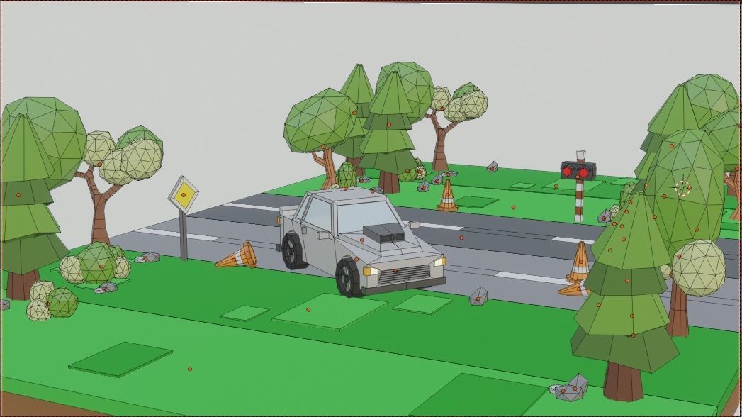 Game Asset cars train environment Low-poly 3D model_6