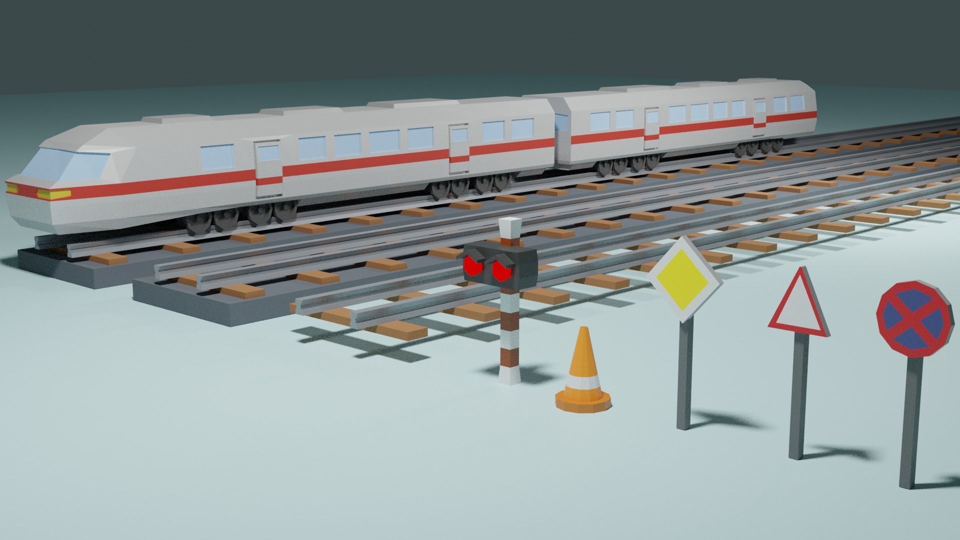 Game Asset cars train environment Low-poly 3D model_3