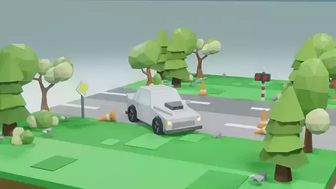 Game Asset cars train environment