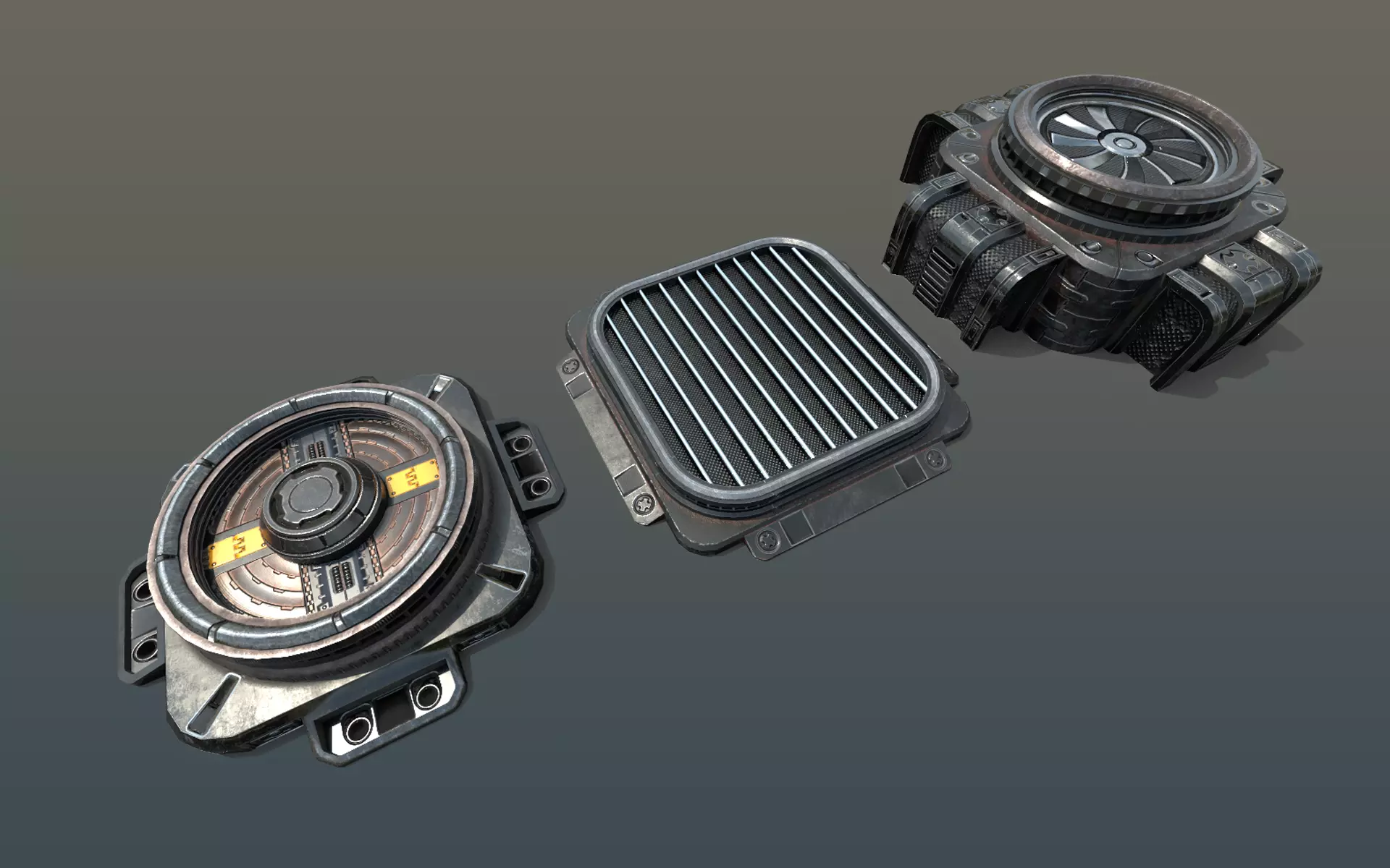 SciFi Vents Low-poly 3D model_0